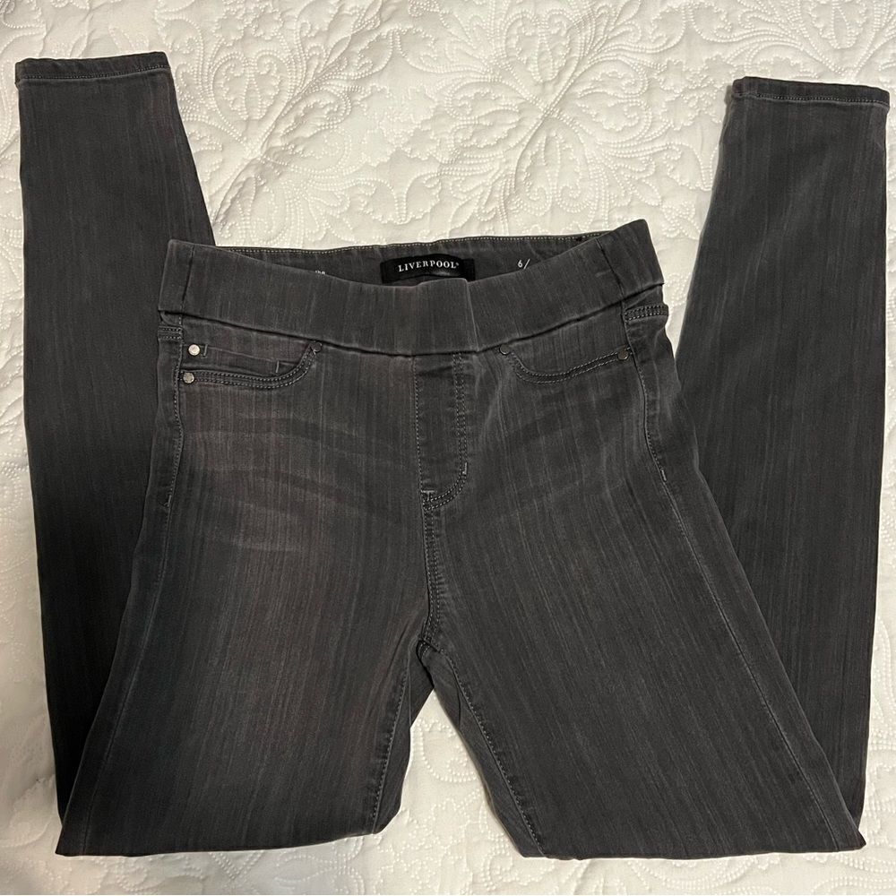 Liverpool the skinny pull-on washed black stretch high rise jeans size 6/28 - Picture 4 of 10